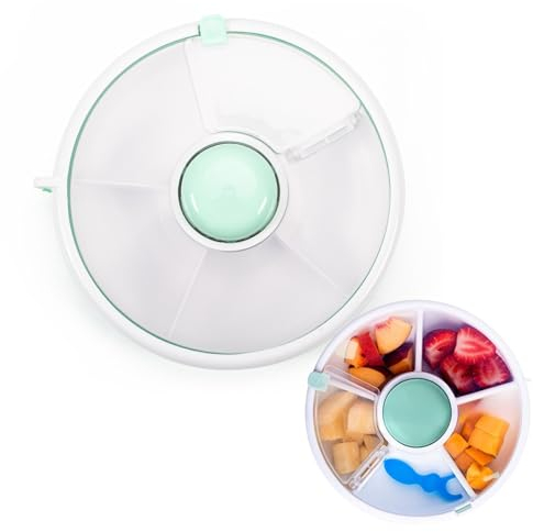 Zouwel Snack Spinner,Rotierende Aufbewahrung,Snack Box mit Deckel,Snackschale Organizer,Aufbewahrungsboxen Snackbehälter - Snackbox mit Fächern,Snackteller für unterwegs (Grün)