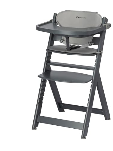 Bebeconfort Timba + Cojín, Trona de Bebé Evolutiva, 6 Meses-99 Años, hasta 110 kg, Bandeja Extraíble, Asiento/Reposapiés Regulables, Arnés Seguridad, Compatible con Timba Baby, Grey Mist