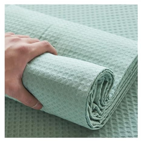 Waffel Bettlaken Betttuch Laken Leintuch Haustuch 100% Baumwolle ohne Gummizug vielen Größen und Farben Superweiches Atmungsaktive(Lake Green,245x250cm)