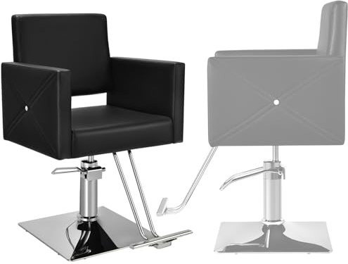 HOMASIS Poltrona da Parrucchiere con Poggiapiedi, Sedia da Barbiere con Altezza Regolabile 94,5-110 cm, Poltroncina Girevole con Capacità 150 kg per Salone di Bellezza, Tatuaggi, Pedicure, Nero