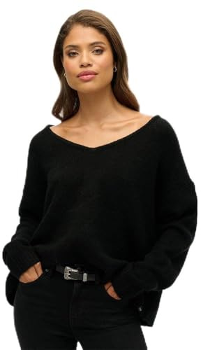 Superdry Damen Pullover mit V-Ausschnitt in Übergröße Schwarz 42