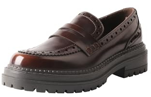 TMA EYES Plateforme Oxfords pour Femmes - Chunky Loafers Femmes Chaussures Penny Loafers Slip on Confort Casual Mode Chaussures de Travail d'affaires(Brun,38)