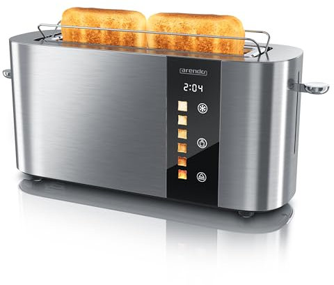Tostapane a 2 Lunghe Fessure per 2 Fette, 1000 W, Visualizzazione a colori dei livelli di doratura, Display con indicazione del tempo rimanente, Tasti touch, Scaldapasta viennese, Doratura da 1 a 6