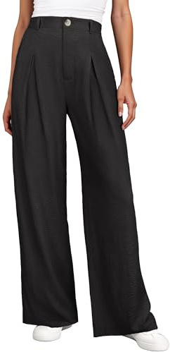 ANRABESS Women Wide Leg Dress Pants 2026 Summer High Waisted Business Casual Work Trousers Dressy Office Palazzo Pants Slacks Black Medium