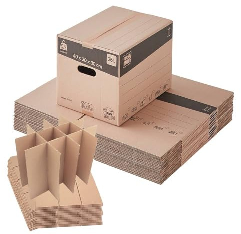 Pack and Move - Lot 240 croisillons de calage déménagement avec carton - 40 x 30 x 30 cm - Pour verres et bouteilles - Carton renforcé