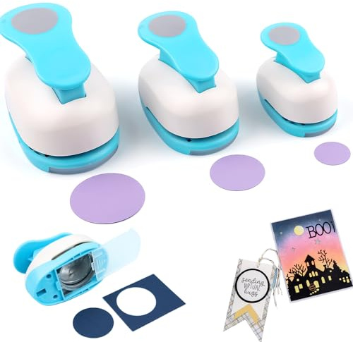 3 Pcs Circle Punch, 3 inch, 2 inch, 1.5 inch Large Circle Hole Puncher, Punch Out Circular Paper Punches, Lever Craft Circles Cutters Hole Paper Punches for Scrapbooking DIY Crafting Round Puncher Set