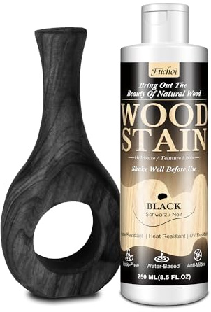 Water Based Wood Stain & Varnish 250ml - Black | Indoor & Outdoor Wood Stain for Furniture, Doors, Cabinets | Low Odor, Non-Toxic, Fade-Resistant Multi-Finish