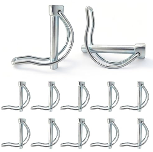 12 Stück Klappsplint D Form, 8 x 50mm Sicherungsstift mit Rastverschluss Verzinkt Rohrklappsplinte Klappsplinte 8mm Sicherungssplint für Bauernhof Rasen Gartenarbeit Anhänger Boot