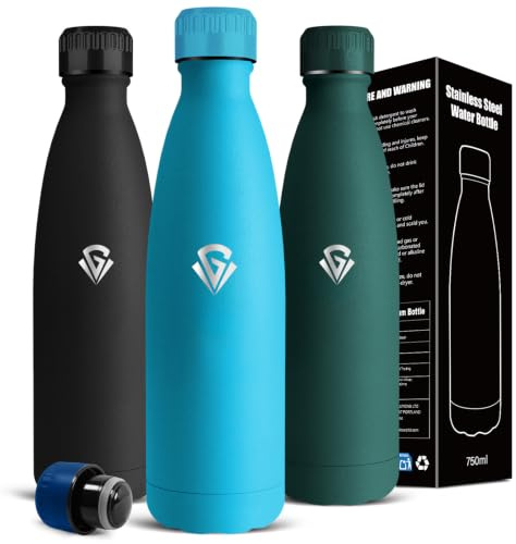 Mujigaga Borraccia Termica, Borraccia 750 ml, Senza BPA, Borraccie Acciaio Inox, Senza Perdite, Borracce Termiche, Borracce per Spiaggia, Campeggio, Ufficio, Pesca, Pilates, Corsa