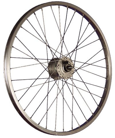 24 Pouces Roue Avant vélo moyeu Dynamo DH-C3000-3N Acier Inoxydable Argent