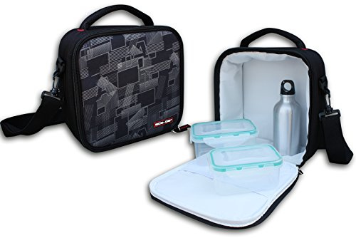 ECO-DE Isothermische Kühltasche DELUXE. Für Nahrungsmittel und Getränke. + 2 Vorratsdosen + 1 Edelstahlflasche.