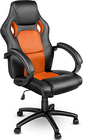 TRESKO Racing Chefsessel Bürostuhl Drehstuhl 14 Farbvarianten, gepolsterte Armlehnen, Wippmechanik, Lift SGS geprüft