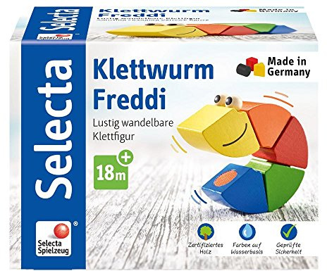 Selecta 62040 Klettwurm Freddi, Klettspielzeug aus Holz, 16 cm