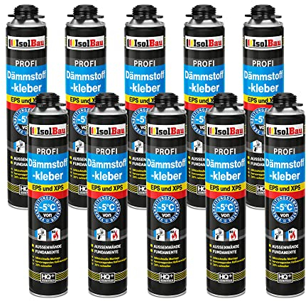 Isolbau B2 Lot de 10 tubes de colle périmétrique pour panneaux EPS et XPS 750 ml Mousse adhésive en polyuréthane 1K pour fixation et isolation