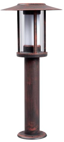 Lindby LED Außenleuchte Pavlos (spritzwassergeschützt (Landhaus, Vintage Rustikal) in Braun aus Edelstahl (1 flammig) - Wegeleuchte Pollerleuchte Wegelampe Sockelleuchte