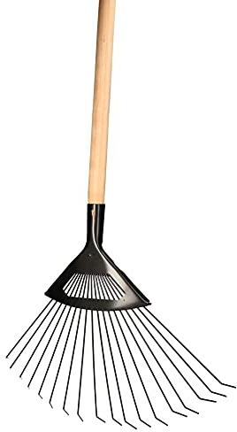 KOTARBAU® Rastrillo de Acero de 150 cm, Rastrillo de Abanico para Hojas, de púas Resistentes, de jardín con Mango de Madera, para césped, Escoba