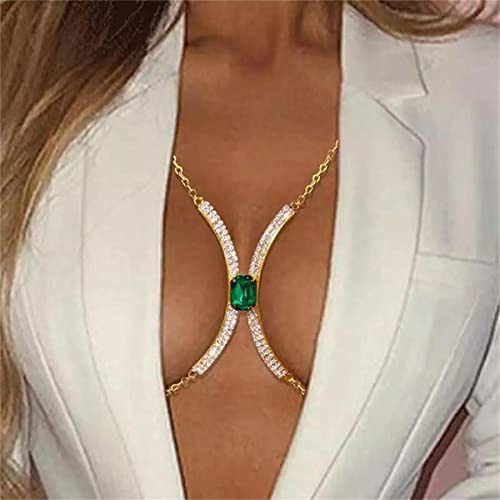 Catena del corpo Catena del petto Biancheria intima del bikini di cristallo della catena del reggiseno con frange di strass (argento)