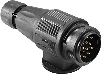 DARKGUARD Fiche 13Broches Remorque,1 Pièce Prise Mâle Attelage13Broches 12v,Adaptateur Prise Mâle Remorque Camion 13broches,ISO172,Étanche Prise Attelage Male 13broches pour Voiture,Caravane (DG13P-1)