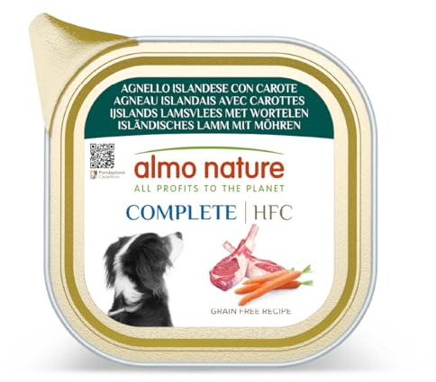 almo nature HFC Complete - Nourriture Humide pour Chiens Adultes - Agneau Islandais avec Carottes - Qualité Humaine, sans Gluten, Monoprotéine - 85g, Pack de 17