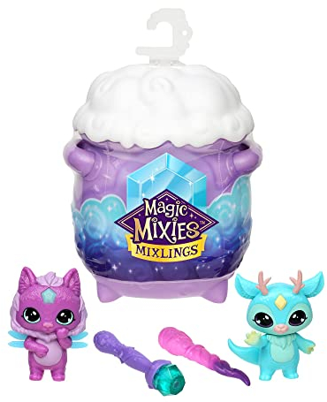 Magic Mixies Magic Mixlings 2 Pack, Tap & Reveal, calderón pequeño y una Varita mágica de Juguete con un muñeco Sorpresa, para niños y niñas a Partir de 5 años, Famosa (MG001000)