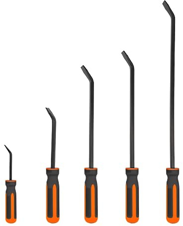 Pry Bar Set of 5 PCS, Heavy Duty Pry Bar, Mechanic Hand Tools, Crowbar with Thicker Strike Cap Handle