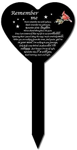 CREATCABIN Memorial Grave Markers Heart Shaped Linnet Cemetery Stake Acrylic Grave Stake Pet Memorial Plaque Cemetery Decoration for Cemetery Outdoors Yard Black 11.8 x 7.8inch