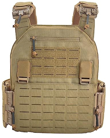 TWINFALCONS Tattico Airsoft JPC Lasercut Gilet Protettivo in Nylon 1000D Portapiatti Militare Compatibile QRS Molle combattere Gilet per Uomo Coyote Marrone