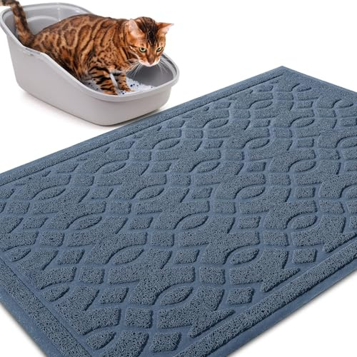 Yimobra Tapis de litière pour chat, 90 x 60 cm, imperméable, antidérapant, facile à nettoyer, bleu turquoise