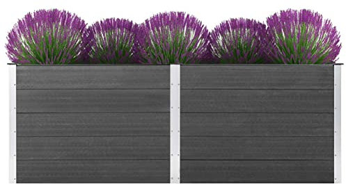 SECOLI Gartenbeet 250 x 50 x 91 cm, Material: WPC mit UV-, Rost- und Frostschutz,Hochbeet WPC, Holzoptik, Rückenschonende Höhe,Hochbeete Für Garten Groß Pflanzgefäß,Grau