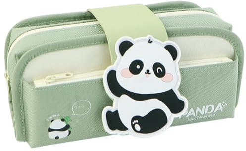 CYGMRFH Federmäppchen mit Panda Motiv Großes Reißverschluss-Taschen-Organizer für Bürobedarf und Stifteetui Make-up-Tasche zum Geburtstag