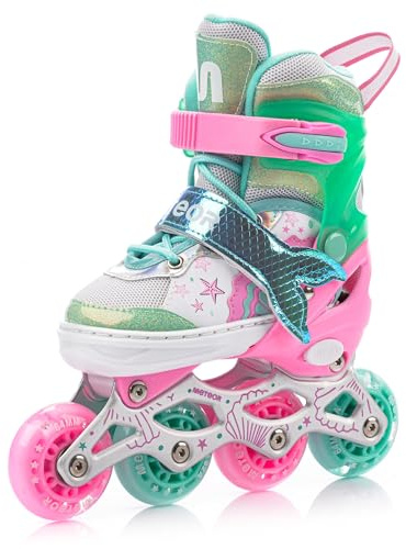 Inlines Rullskridskor Barn Rullskridsko för Barn Justerbar Rullskor Rollerblades för Nybörjare med Självlysande Hjul METEOR