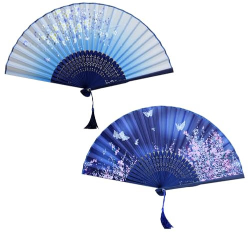 WeddHuis 2 pack Handfächer, Fächer Hochzeit, Fecher Sommer Hochzeit, Hand Fan Asiatische Deko für Geburtstag, Party, Wedding, Fotografie, Wand Dekoration