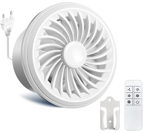 FlyingYun 100mm Abluftventilator 160m³/h 4W, 5 Geschwindigkeiten einstellbarer Ventilator, verbesserte Speicherfunktion, RC-Ventilator für Küche, Bad, Dachboden, Fenster, Keller