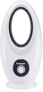 beper P206RAF110 Ventilateur de sol moderne sans pale, 50W, Silencieux, Oscillant et avec 3 vitesses de ventilation, Design sûr et innovant pour une distribution efficace de l'air, Blanc