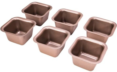 Luxylei 6 fyrkantiga muffinsformar, non-stick bakform för mini muffins, fyrkantiga kolstål muffinsformar för bakning