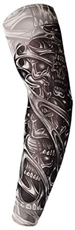 Tbest 1 Mangas de Brazo de 1 Pcs, Al Aire Falso Temporal Tatuaje de Tatuaje con Mangas de Estampado Calentador para Fiestas Halloween (TS-155)