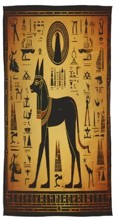 Mexpekil Sciarpa di seta da donna antico Egitto Murales Anubis Geroglifico Sciarpa lunga in chiffon sciarpa morbida leggera scialle trasparente per donne ragazze