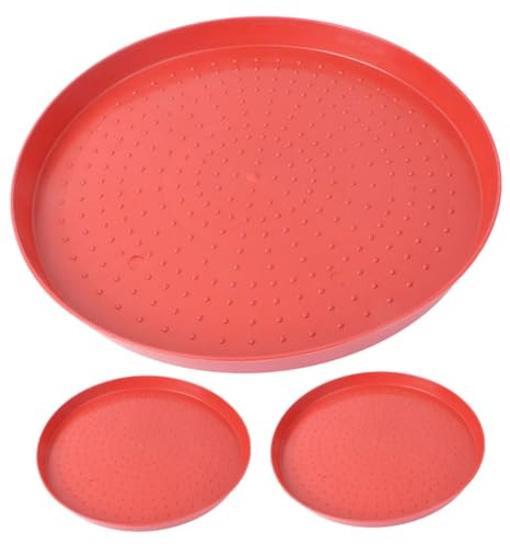 CLISPEED 3Pcs Chicken Feeding Dispenser Trays with Sun Protection and Smooth Surface Wear-resistant Poultry Food Serving Containers for Hens Chicks Ducks and Pigeons Round Pads