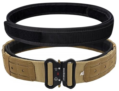 aiGear Taktiskt bälte militär 5 cm arbetsbälte med snabbkoppling, kaki, S-116cm(Passt zur Taille 80-90 cm)
