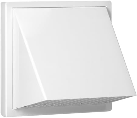 MIRATIC Yttre Väggventilationsgaller med Backventil – Utloppsgaller för Mekanisk Ventilation med Regnskydd Material ABS (vit - Ø100 mm)