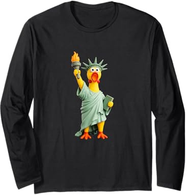 Funny New York City Statue of Liberty Yellow Rubber Duck Long Sleeve T-Shirt