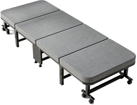 4-faldig bärbar gästsängram med mute rullande hjul | Kraftig hopfällbar spjälsäng(70x190cm)