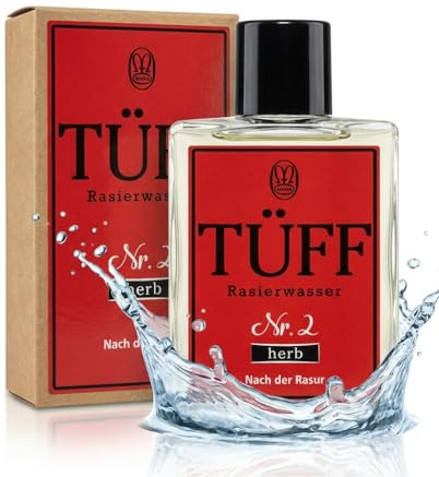 Tüff After Shave Rasierwasser Nr. 2 „herb“ 100 ml – Klassisch maskuliner Duft – Erfrischendes Rasierwasser für den Mann - wie früher
