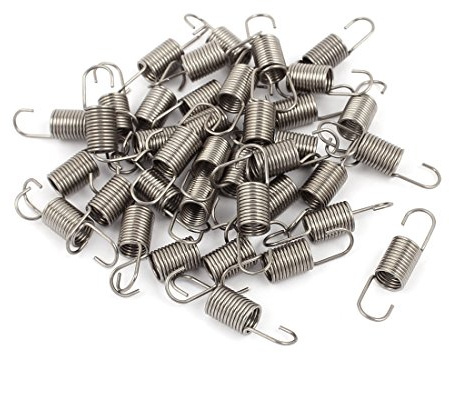 uxcell 10mm x 7mm x 0.7mm Stainless Steel Dual Hook Tension Spring Gray 38pcs