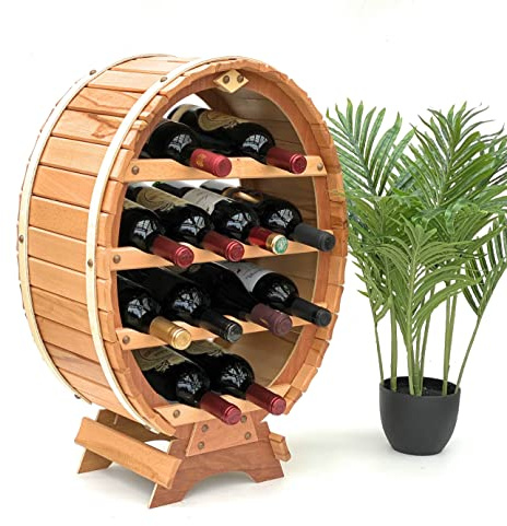 DanDiBo Scaffale Vini a Forma di Botte per 12 Bottiglie Verniciatura Naturale