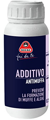 BOERO Fai da Te, Additivo Antimuffa per Idropitture e Rivestimenti, per Interno/Esterno, Protezione da Muffe e Alghe, Formato da 0,25L