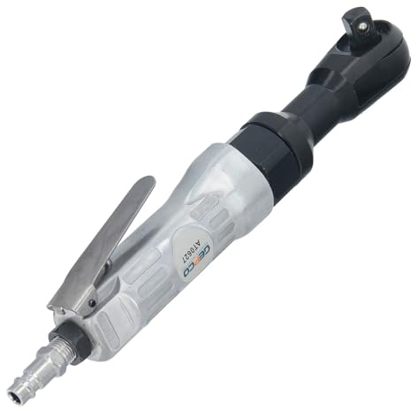 GEPCO Druckluft Ratschenschrauber 1/2 (12,5 mm) Druckluft Ratsche 68 NM Druckluftknarre mit Kugelsicherung 250 mm Länge 90 PSI max. Drehmoment 68 Nm Profi links-/rechtsdrehend