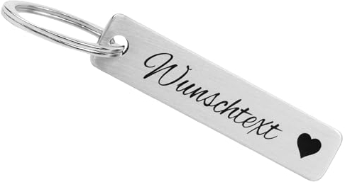 WIENS3D Personalisierter Schlüsselanhänger mit beidseitiger Gravur für diverse Anlässe: Weihnachten, Partner, Name, Geschenk, Freitext oder verschiedene Symbole möglich, 55x12x2mm