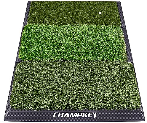 CHAMPKEY Tapis de golf professionnel Tri-Turf | Envers en caoutchouc robuste idéal pour l'entraînement en intérieur et en extérieur
