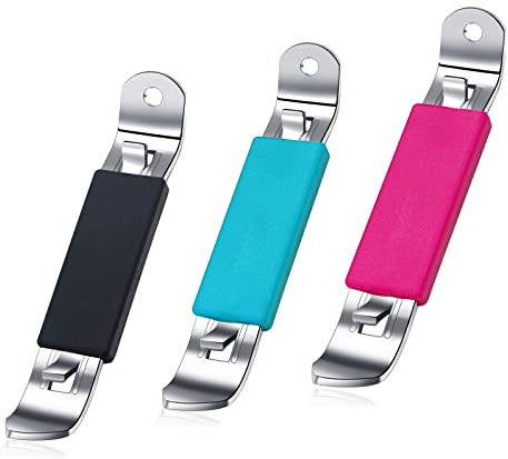 3 Pieces Magnetic Bottle Openers Can Opener Classic Beer Opener Stainless Steel Small Bottle Opener Can Tapper with Magnet for Camping and Traveling HANCELANT (Black Blue Fuchsia)